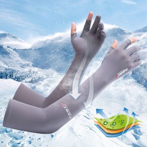 1 pairs breathable five fingers ice arm sleeves sun protective arm warmer outdoor sport riding running cool silk arm sleeve